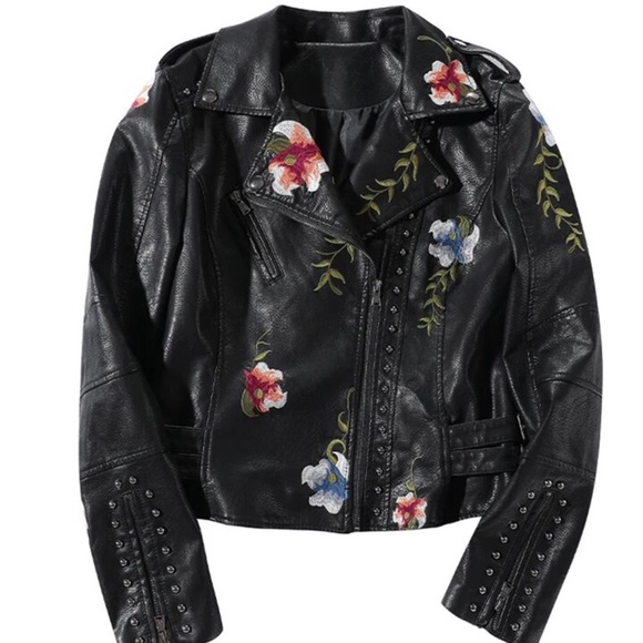 Soft Vegan Leather Embroidery Jacket - Picture 6 of 13